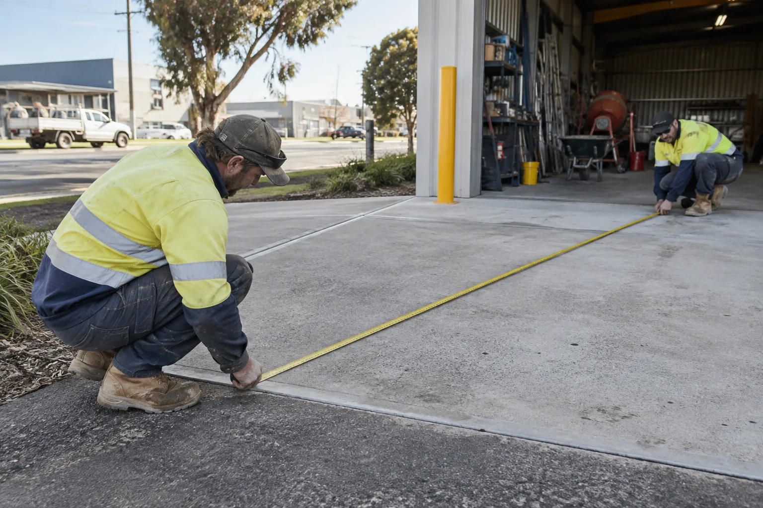 Tradespeople working on north geelong in a Geelong-style residential setting