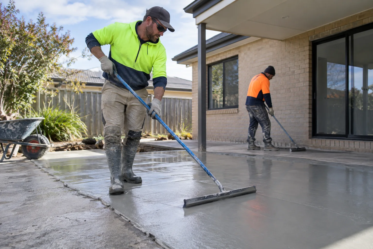 Tradespeople working on resurfacing in a Geelong-style residential setting