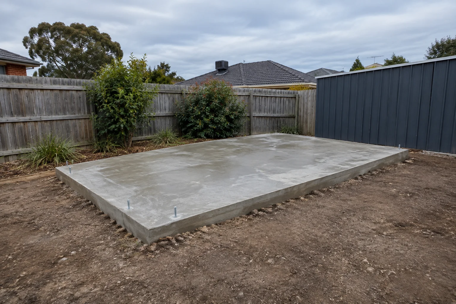 Finished shed slabs in a Geelong-style residential setting